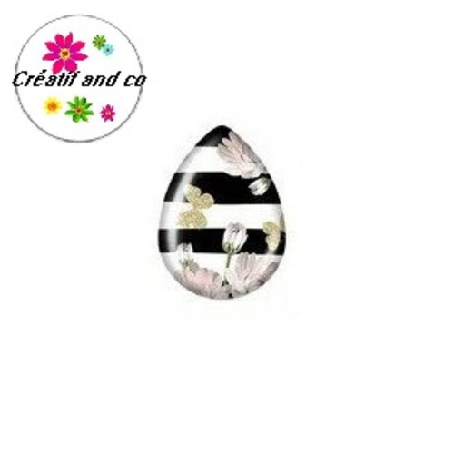 Cabochon goutte fleur 18x25mm