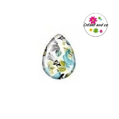 Cabochon goutte fleur 18x25mm