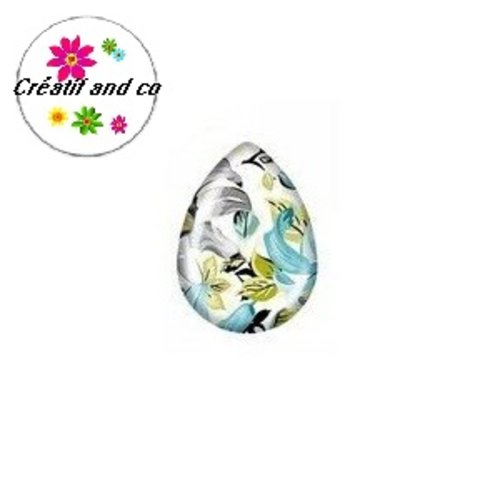 Cabochon goutte fleur 18x25mm