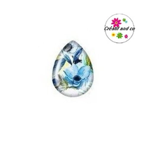 Cabochon goutte fleur 18x25mm