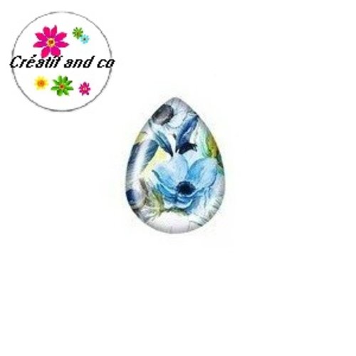 Cabochon goutte fleur 18x25mm
