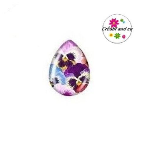 Cabochon goutte fleur 18x25mm
