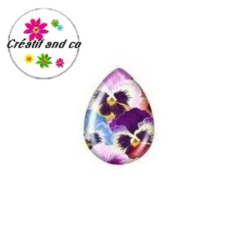 Cabochon goutte fleur 18x25mm