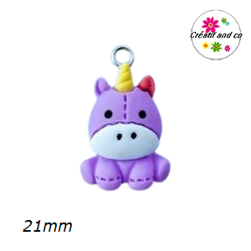Breloque poney licorne kawaï 21mm