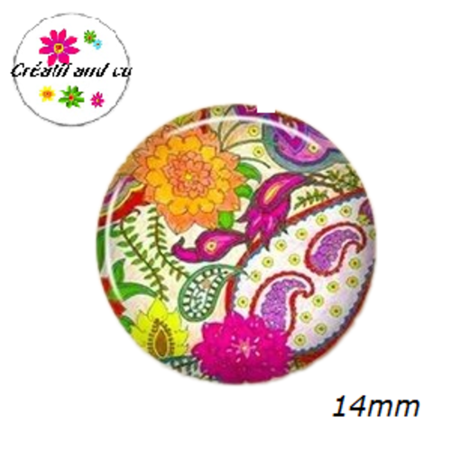 X2 cabochons fleuris 14mm