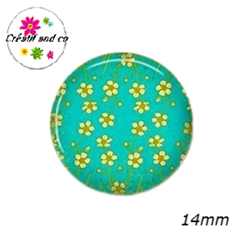 X2 cabochons fleuris 14mm