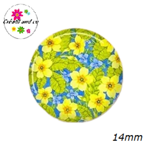 X2 cabochons fleuris 14mm