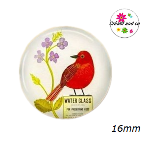 X2 cabochons oiseaux 16mm