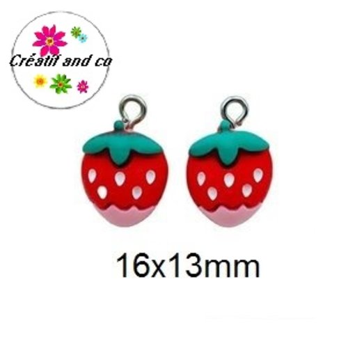 Breloque fraise  kawaï 16mm