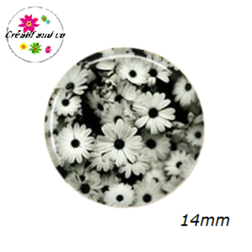 X2 cabochons fleuris 14mm
