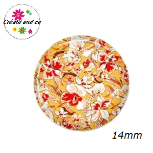 X2 cabochons fleuris 14mm