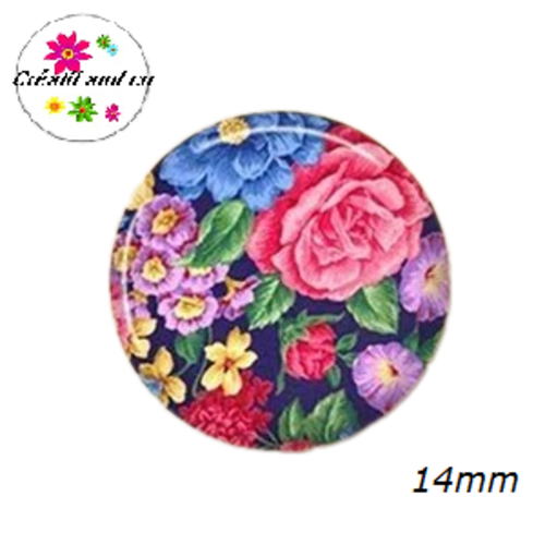 X2 cabochons fleuris 14mm