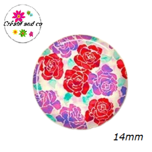 X2 cabochons fleuris 14mm