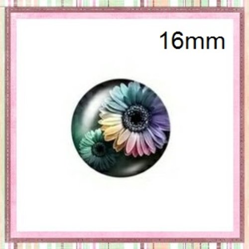 X2 cabochons fleur 16mm