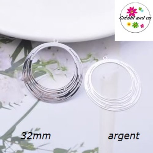 Breloque estampe multi cercle argent 32mm