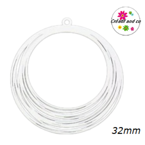 Breloque estampe multi cercle argent 32mm