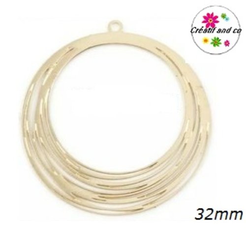 Breloque estampe multi cercle doré 32mm