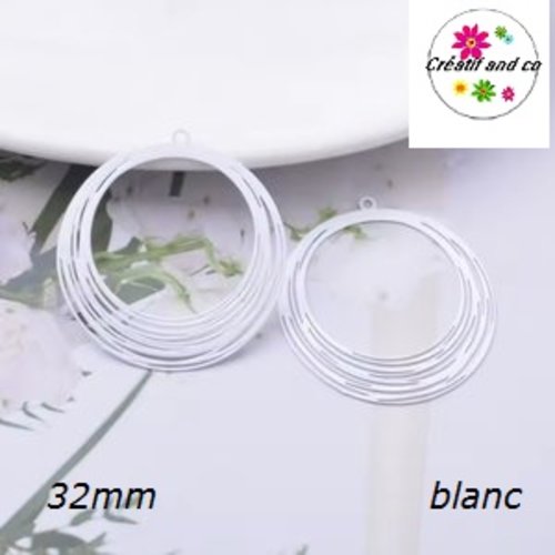 Breloque estampe multi cercle blanc 32mm