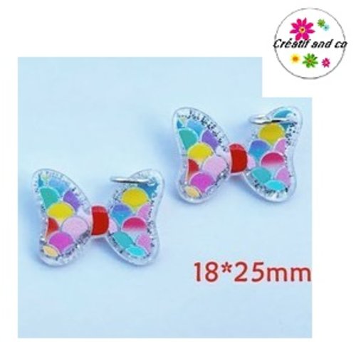 Breloque noeud arc en ciel acrylique 25mm