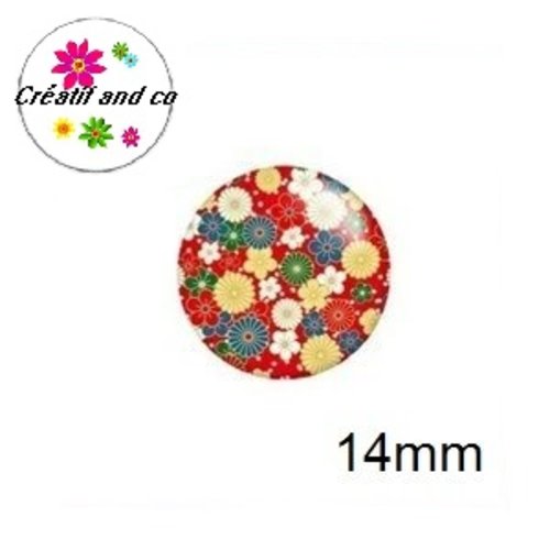X2 cabochons fleuris 14mm