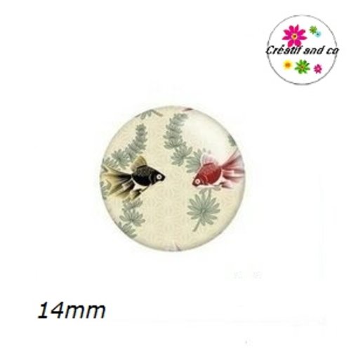 X2 cabochons duo de poissons 14mm