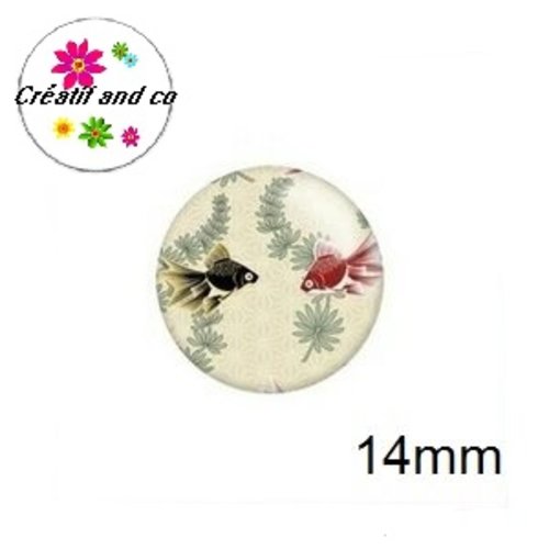 X2 cabochons duo de poissons 14mm