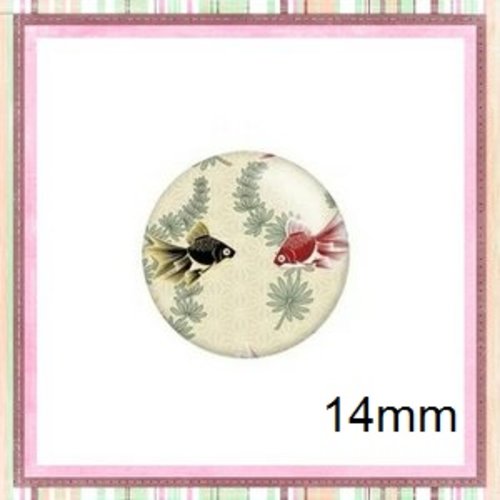 X2 cabochons duo de poissons 14mm