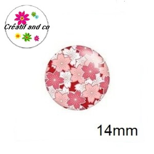 X2 cabochons fleuris 14mm