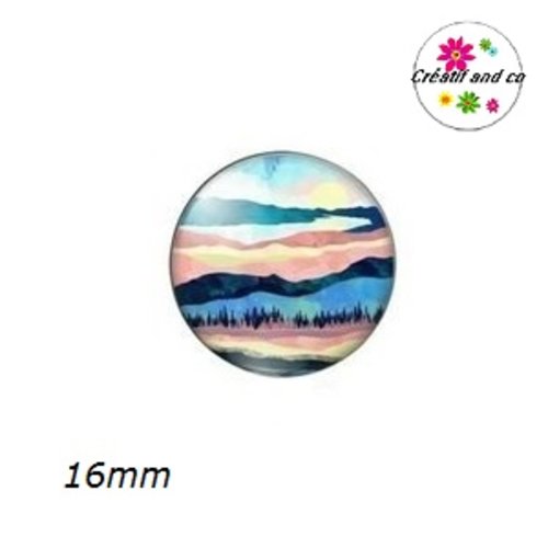 X2 cabochons paysage,montagne 16mm