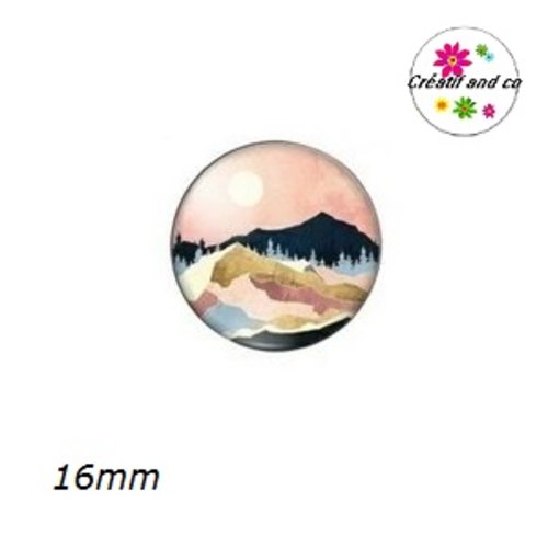 X2 cabochons paysage,montagne 16mm