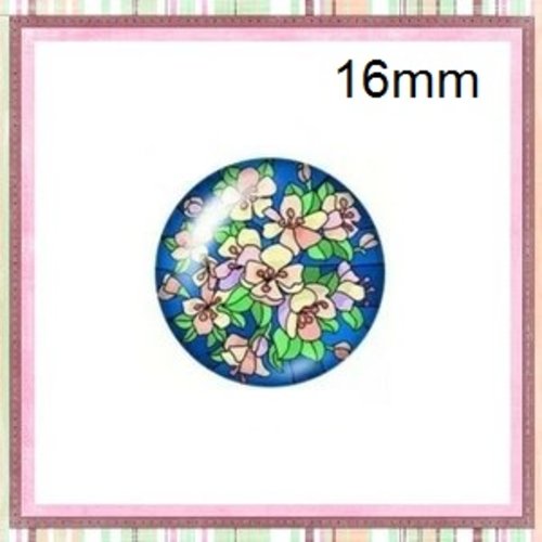 X2 cabochons fleuris 16mm