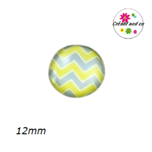 X2 cabochons jaunes/gris 12mm