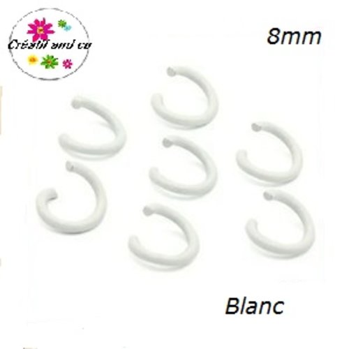 X18 anneaux de jonction ouverts métal blanc 8mm