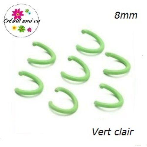 X9 anneaux de jonction ouverts métal vert clair 8mm
