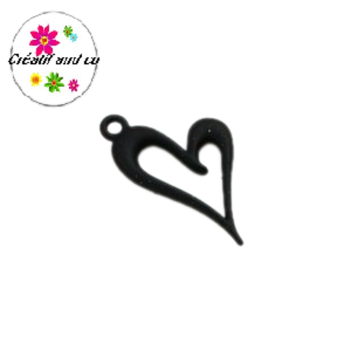Pendentif coeur noir  24mm