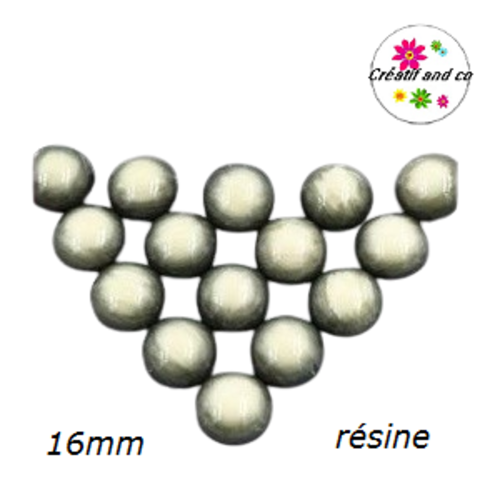 X2 cabochons dômes résine beige 16mm