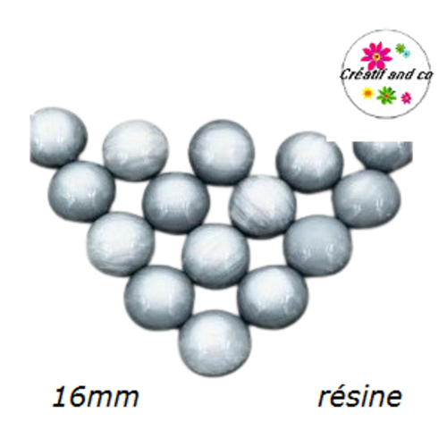 X2 cabochons dômes résine blanc 16mm