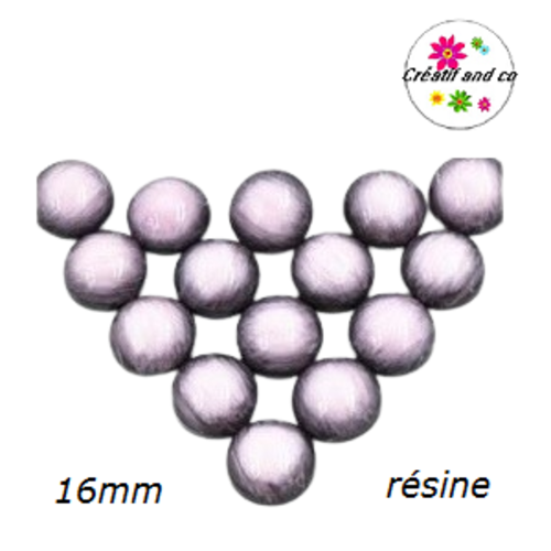 X2 cabochons dômes résine rose 16mm