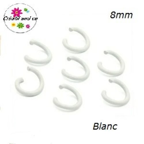 X10 anneaux de jonction ouverts métal blanc 8mm