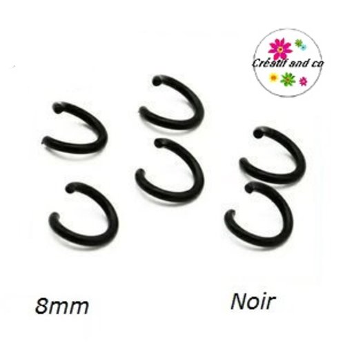 X10 anneaux de jonction ouverts métal noir 8mm