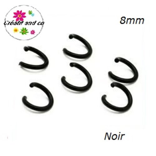 X10 anneaux de jonction ouverts métal noir 8mm