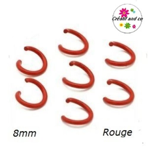 X10 anneaux de jonction ouverts métal rouge 8mm