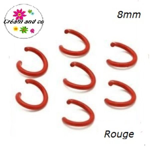 X10 anneaux de jonction ouverts métal rouge 8mm