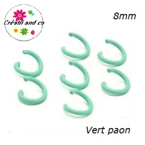 X10 anneaux de jonction ouverts métal vert paon 8mm