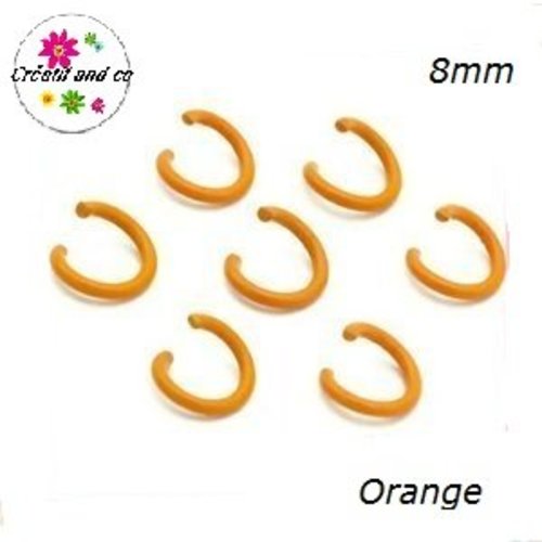 X10 anneaux de jonction ouverts métal orange 8mm