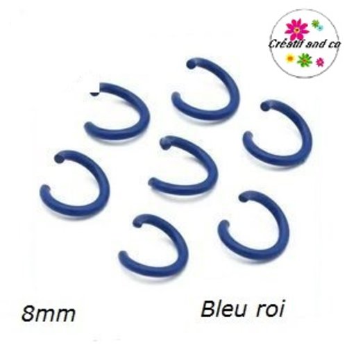 X10 anneaux de jonction ouverts métal bleu roi 8mm