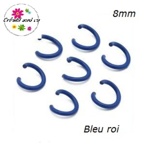 X10 anneaux de jonction ouverts métal bleu roi 8mm
