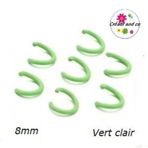 X10 anneaux de jonction ouverts métal vert clair 8mm