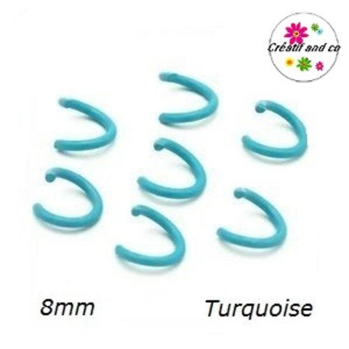 X10 anneaux de jonction ouverts métal turquoise 8mm