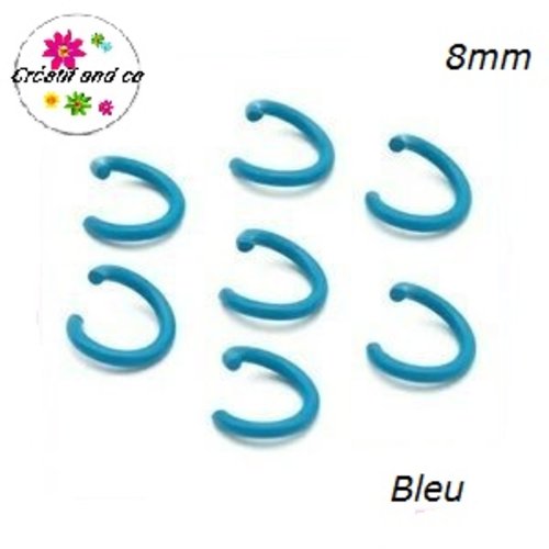 X10 anneaux de jonction ouverts métal bleu 8mm